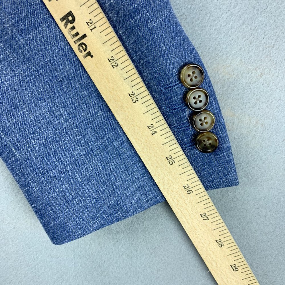 **SOLD**Ralph Lauren Blazer Mens 46L 46 Long Blue Wool Silk Linen Sport Coat - Picture 13 of 16